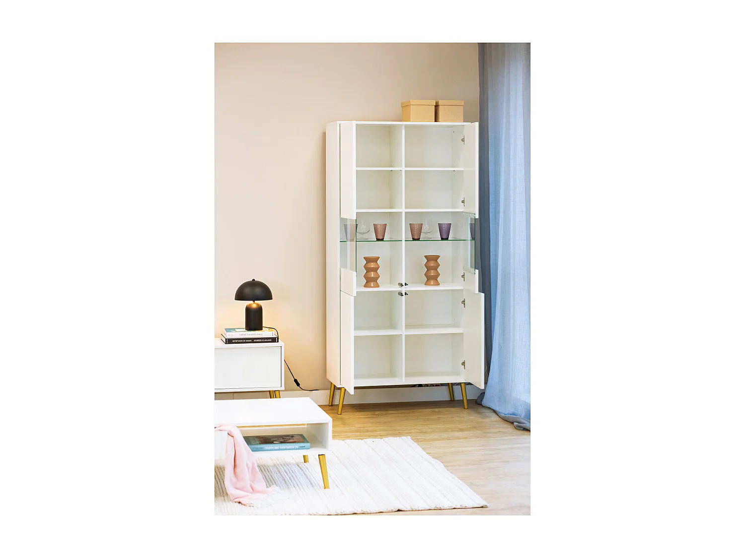 Vitrine BARCELONA - 2 Portes Blanc