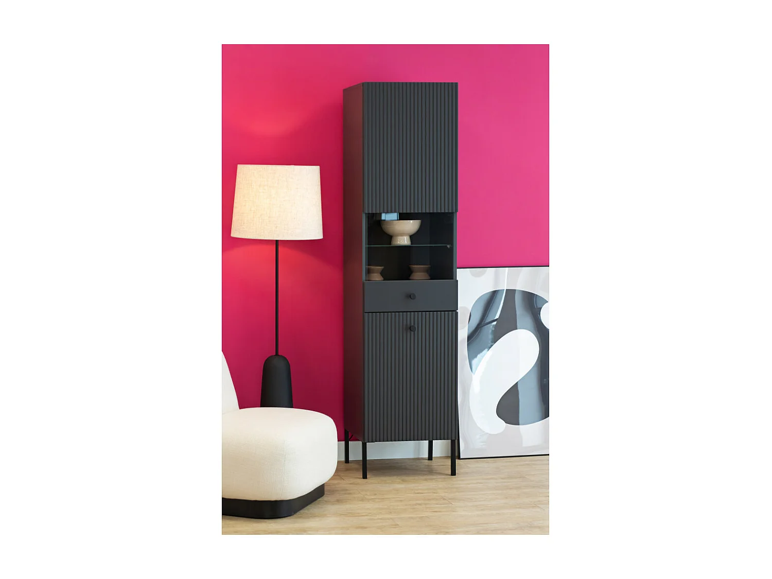 Vitrine VIENA 1 Porte Gris