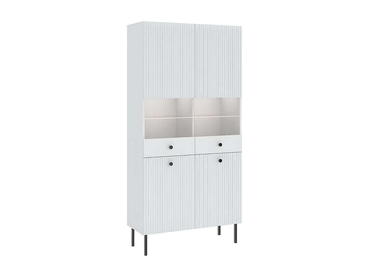 Vitrine VIENA 2 Portes Blanc - Noir