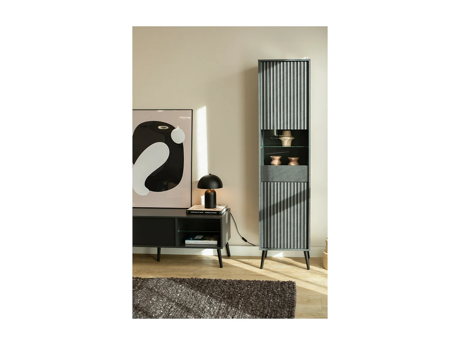 Vitrine BARCELONA - 1 Porte Gris