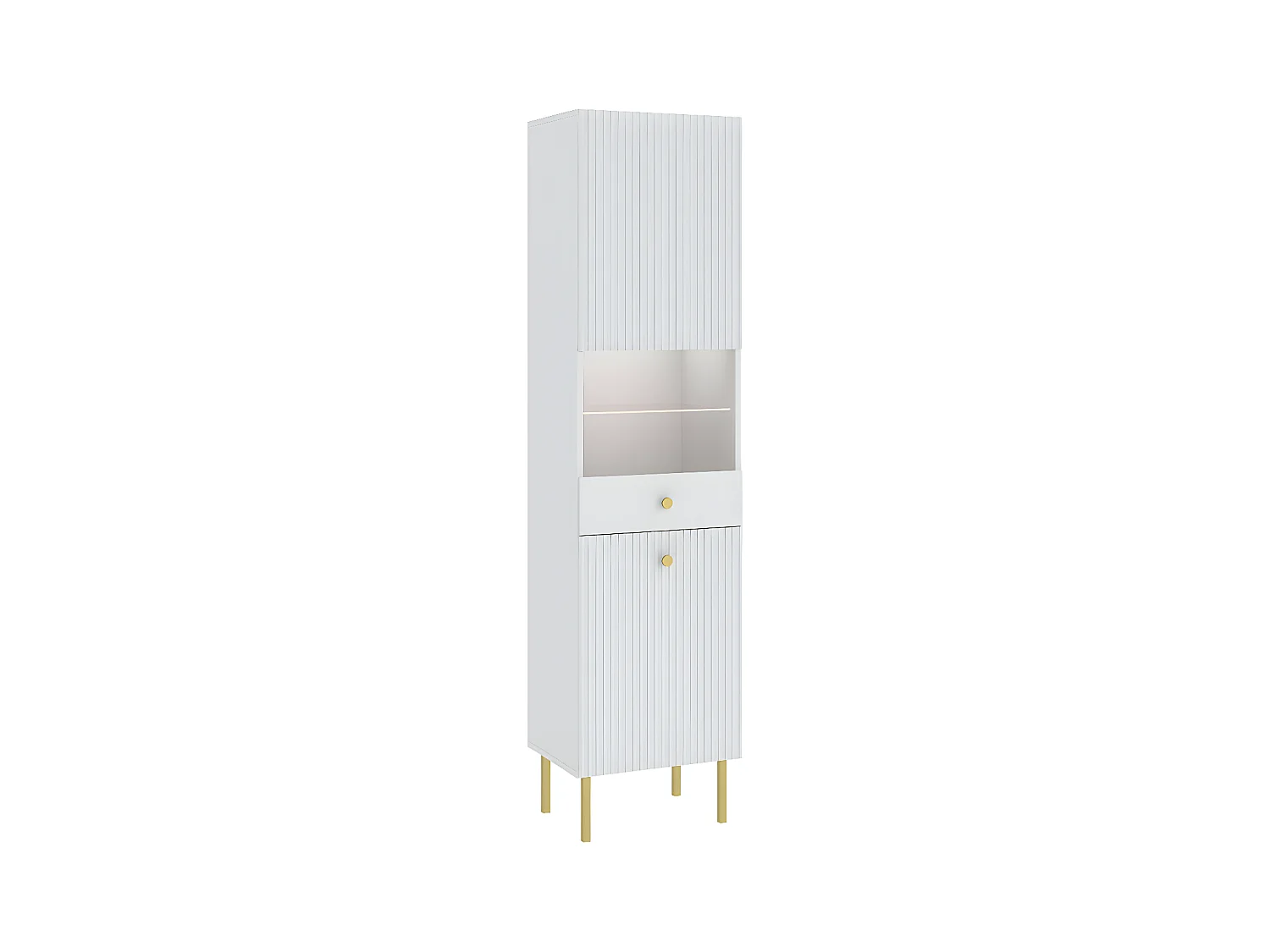 Vitrine VIENA 1 Porte Blanc - Doré