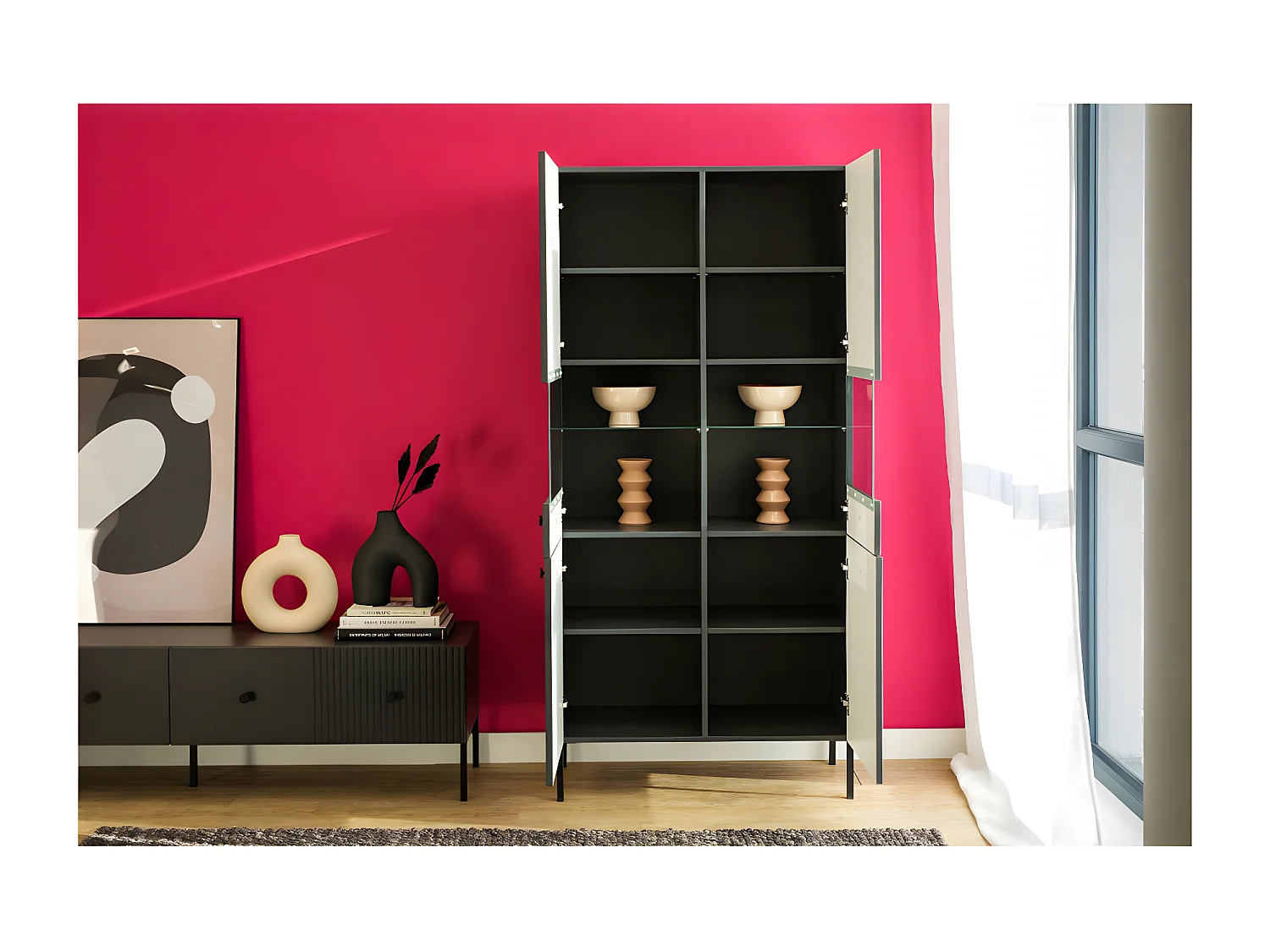 Vitrine VIENA 2 Portes Gris