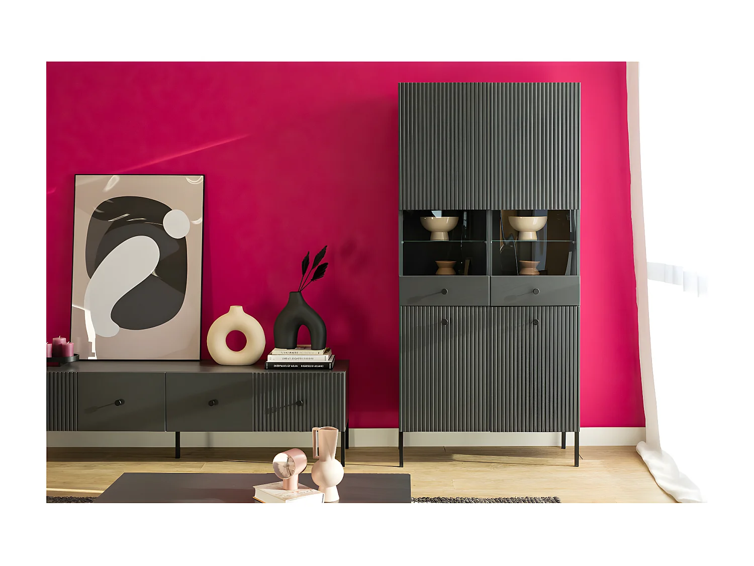 Vitrine VIENA 2 Portes Gris