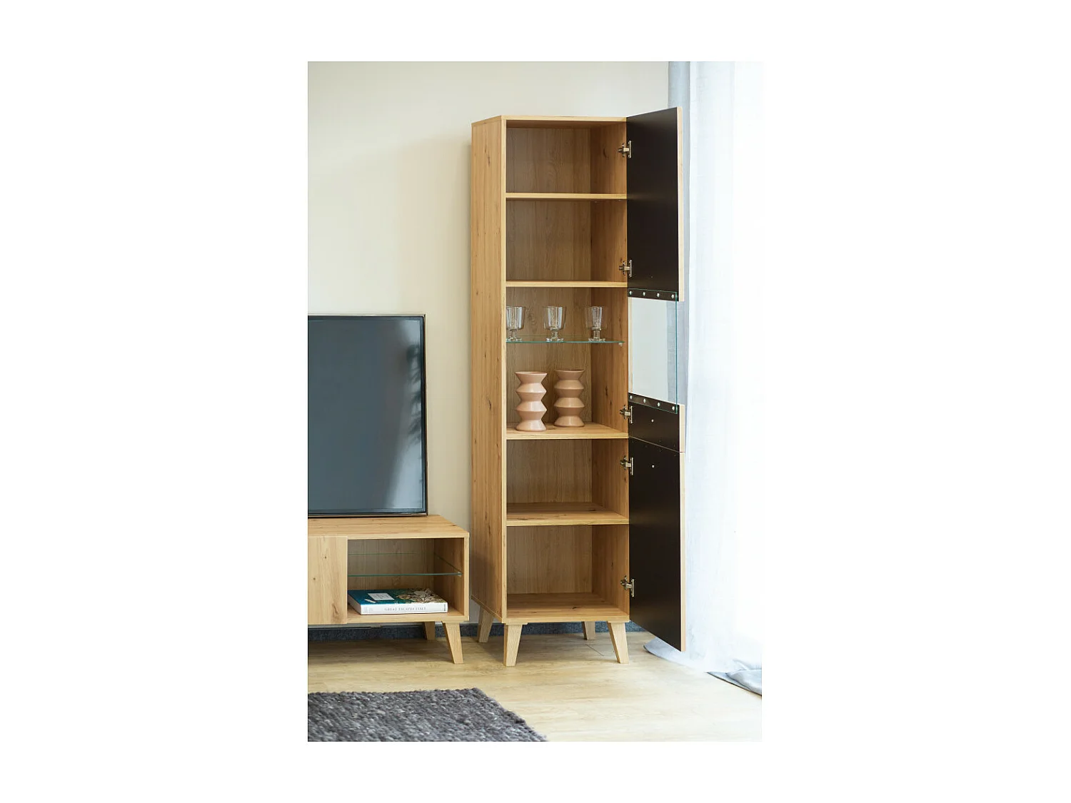Vitrine BERLIN 1 Porte Chêne