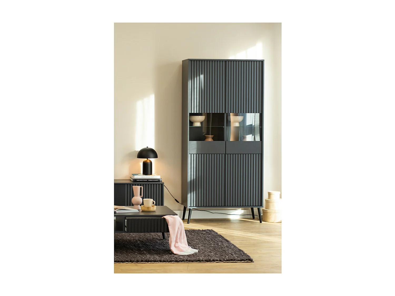 Vitrine BARCELONA - 2 Portes Gris