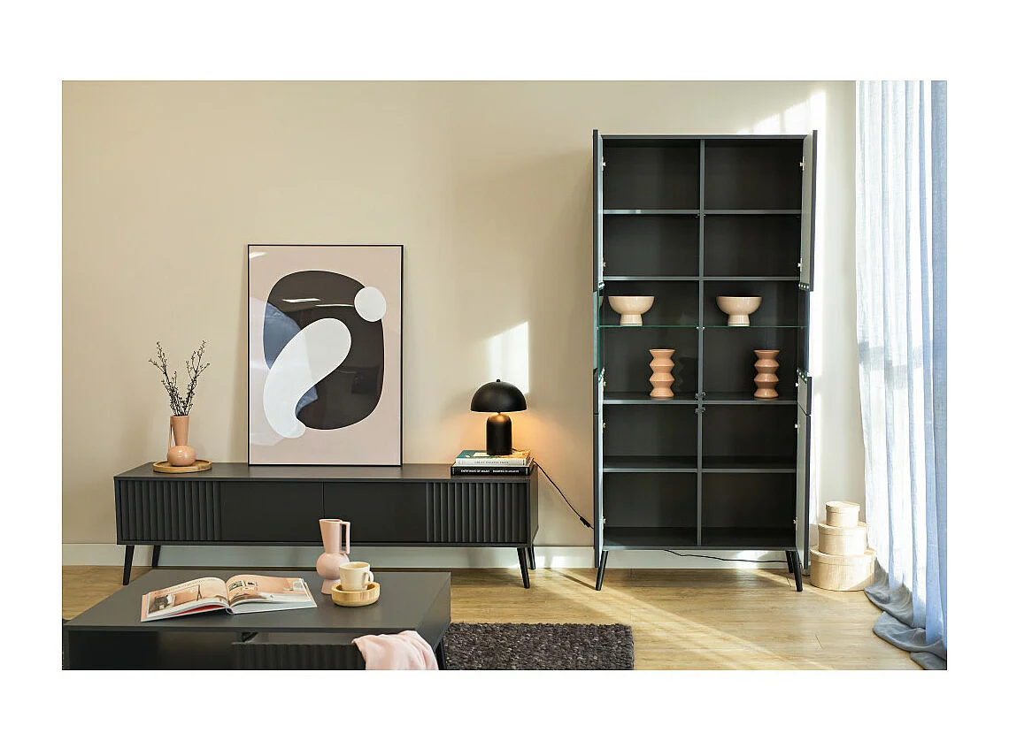 Vitrine BARCELONA - 2 Portes Gris