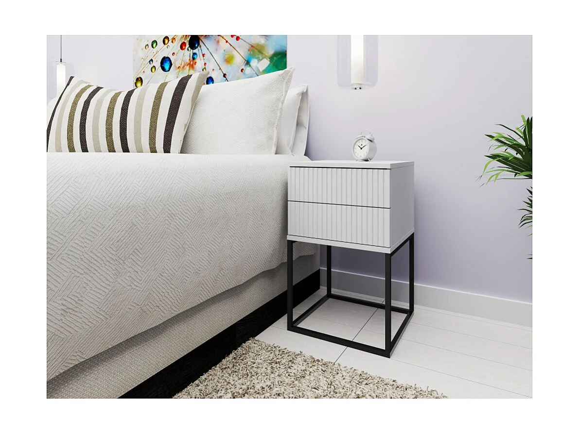 Table de chevet CADRO 8 - 2 Tiroirs Blanc