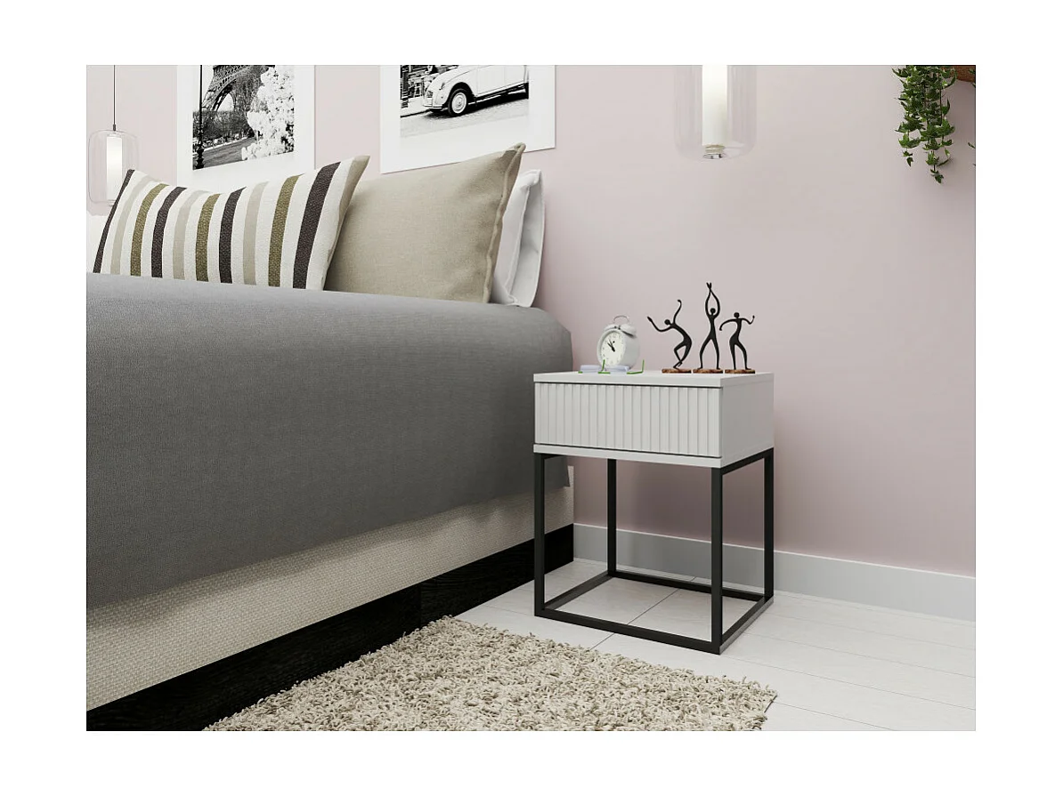 Table de chevet CADRO 1 - 1 Tiroir Blanc