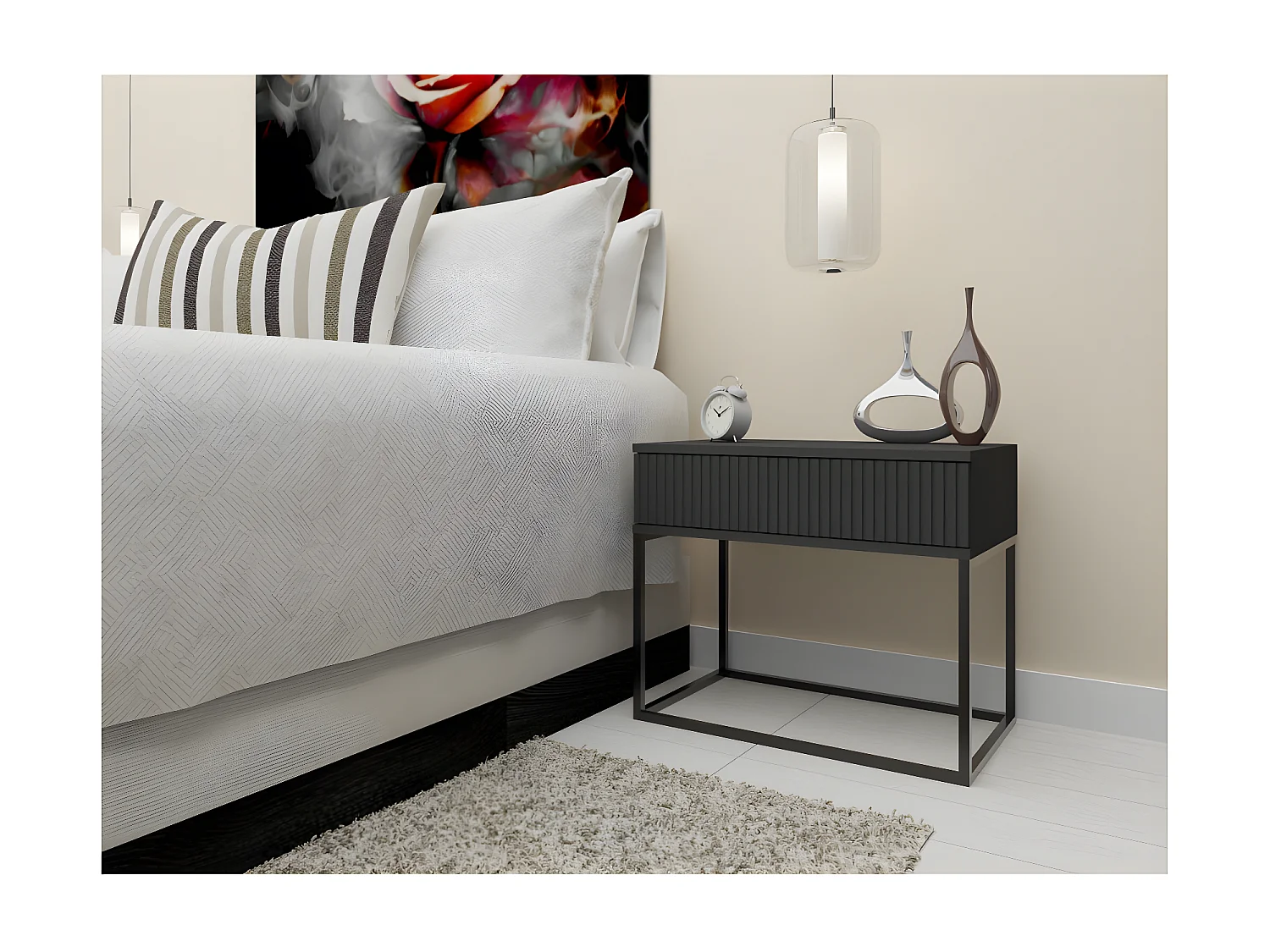 Table de chevet CADRO 2 -1 Tiroir Gris