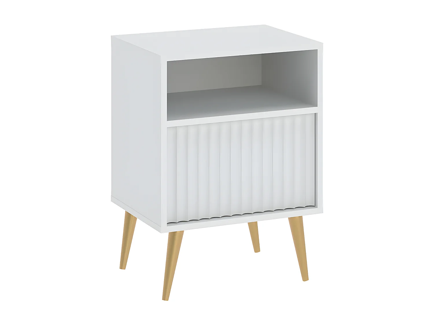 Table de chevet BARCELONA -1 Tiroir 1 Niche Blanc