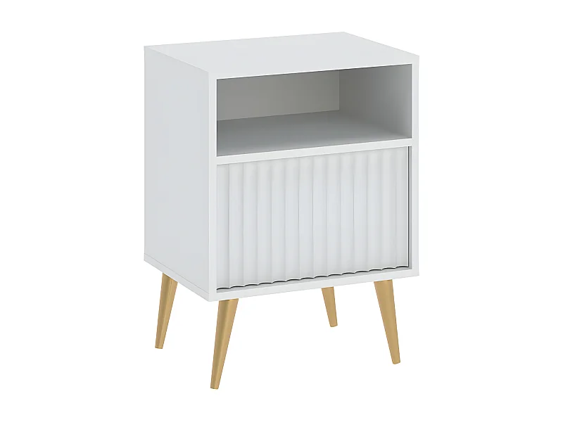 Table de chevet BARCELONA -1 Tiroir 1 Niche Blanc
