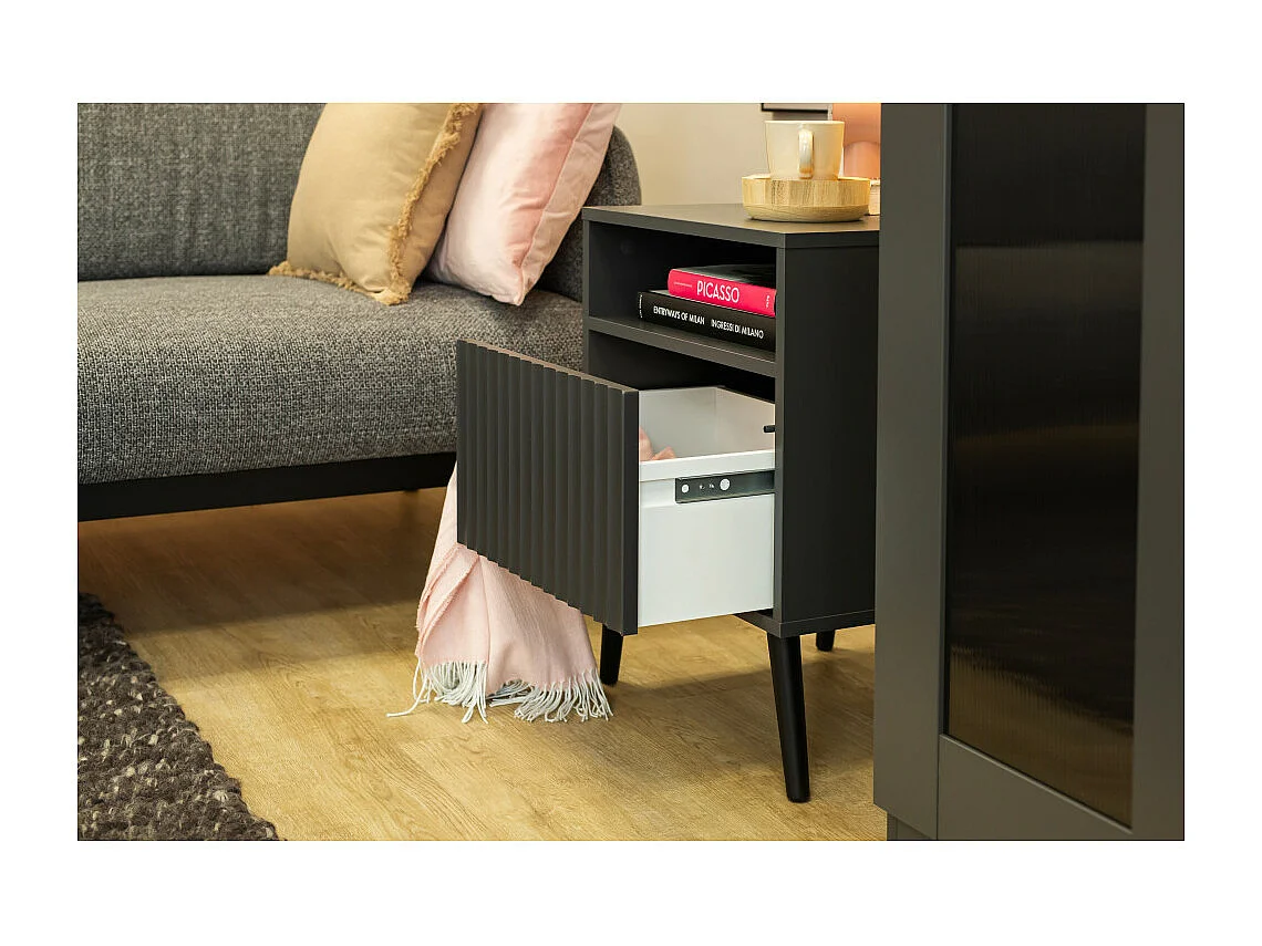 Table de chevet BARCELONA -1 Tiroir 1 Niche Gris