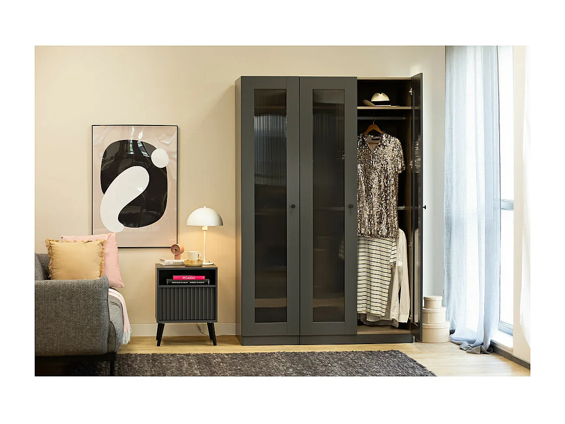 Table de chevet BARCELONA -1 Tiroir 1 Niche Gris