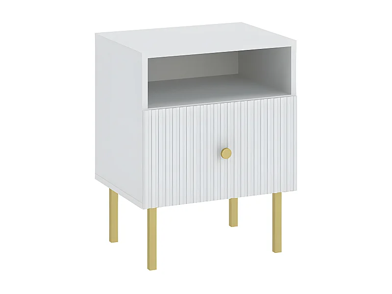 Table de chevet VIENA 1 Tiroir Blanc - Doré