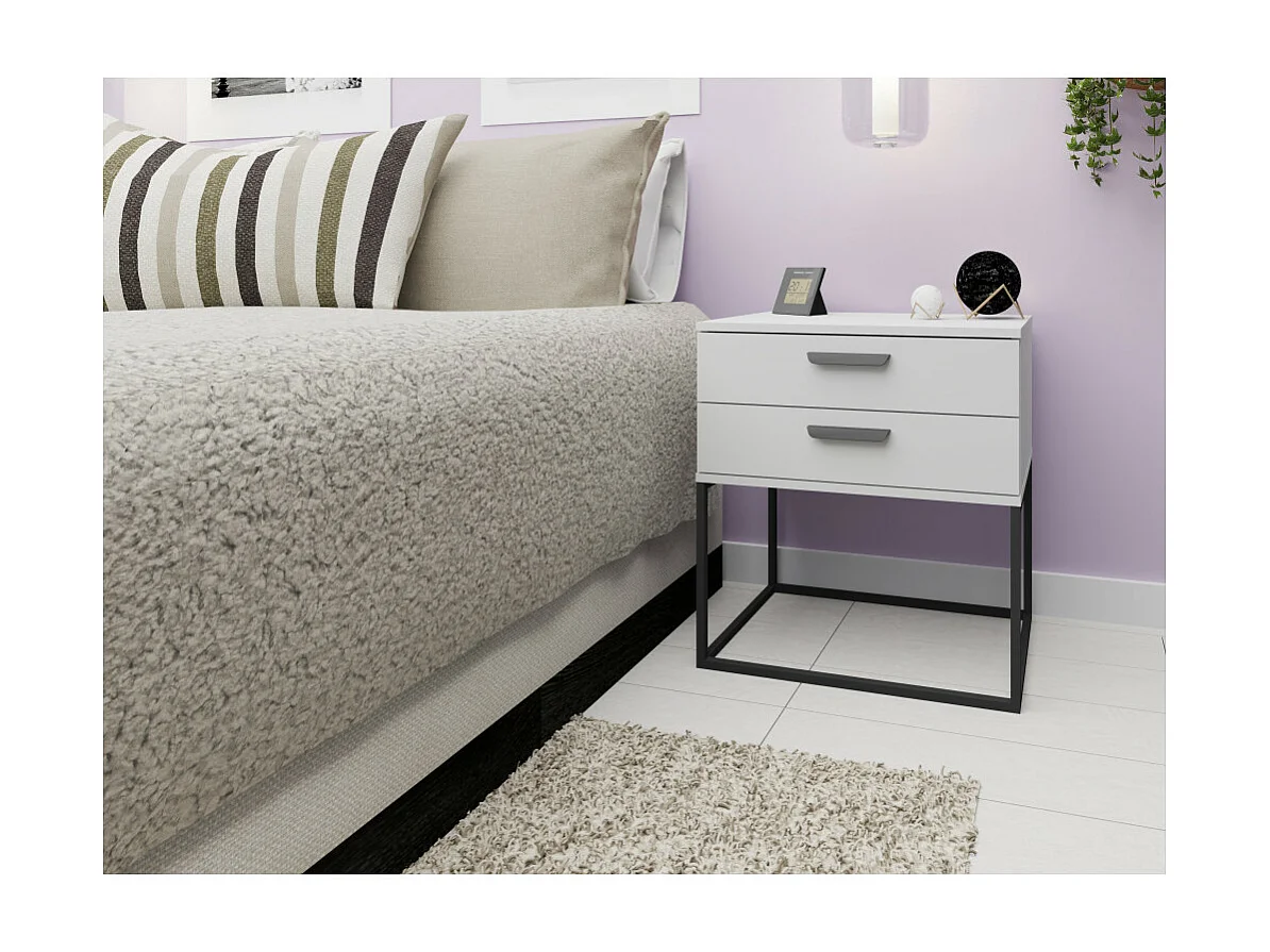 Table de chevet CADRO 6 - 2 Tiroirs Blanc