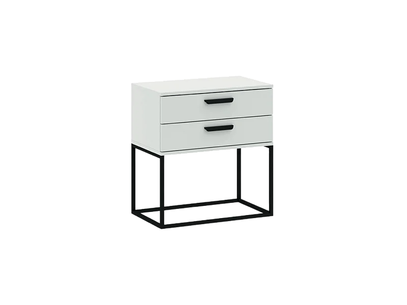 Table de chevet CADRO 6 - 2 Tiroirs Blanc