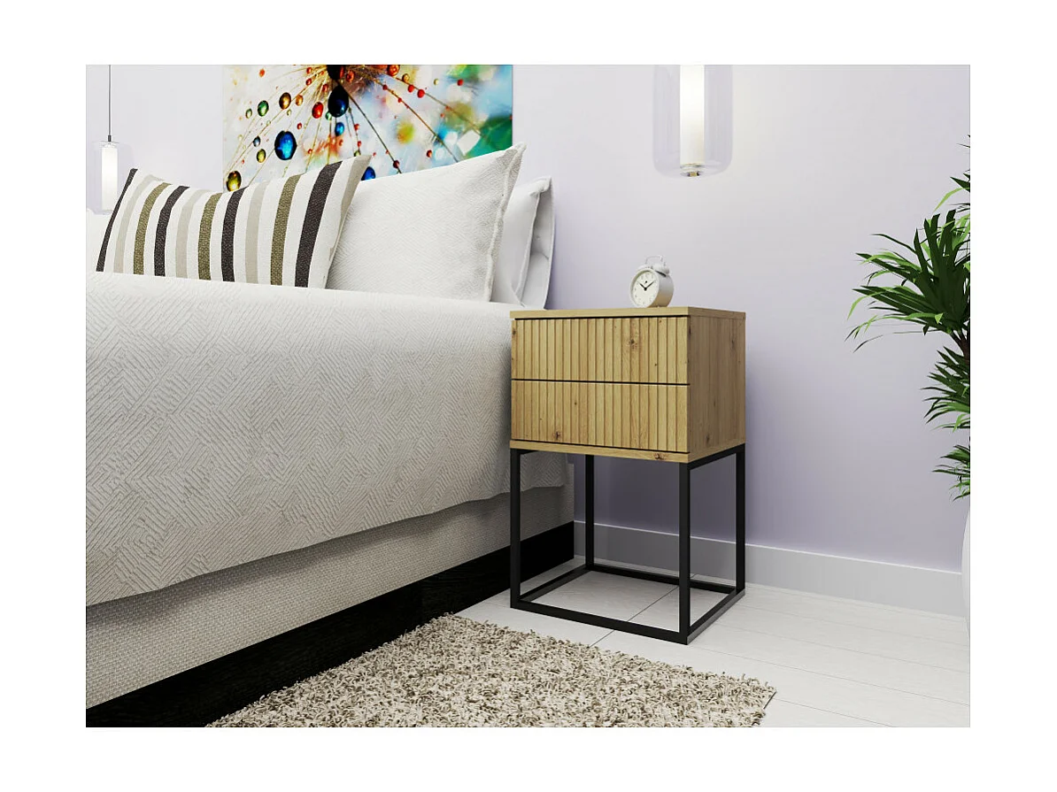 Table de chevet CADRO 8 - 2 Tiroirs Chêne