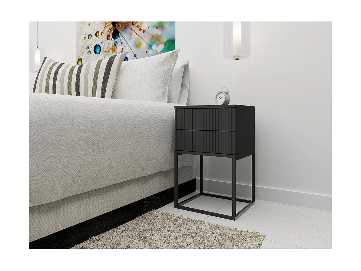 Table de chevet CADRO 8 - 2 Tiroirs Gris