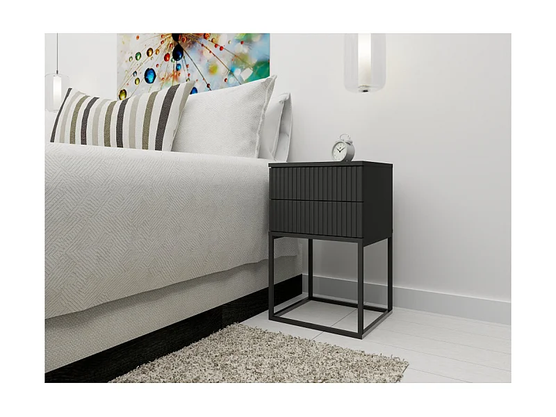 Table de chevet CADRO 8 - 2 Tiroirs Gris