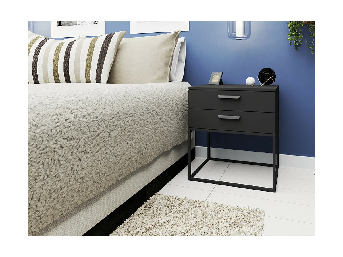 Table de chevet CADRO 6 - 2 Tiroirs Gris