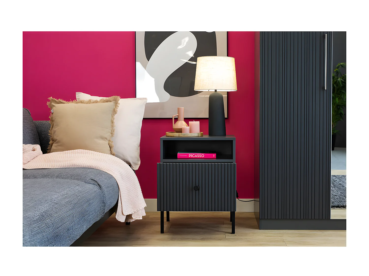 Table de chevet VIENA 1 Tiroir Gris