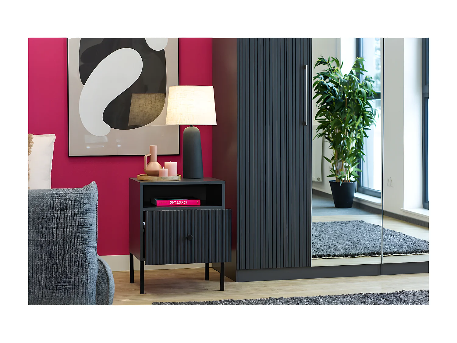 Table de chevet VIENA 1 Tiroir Gris