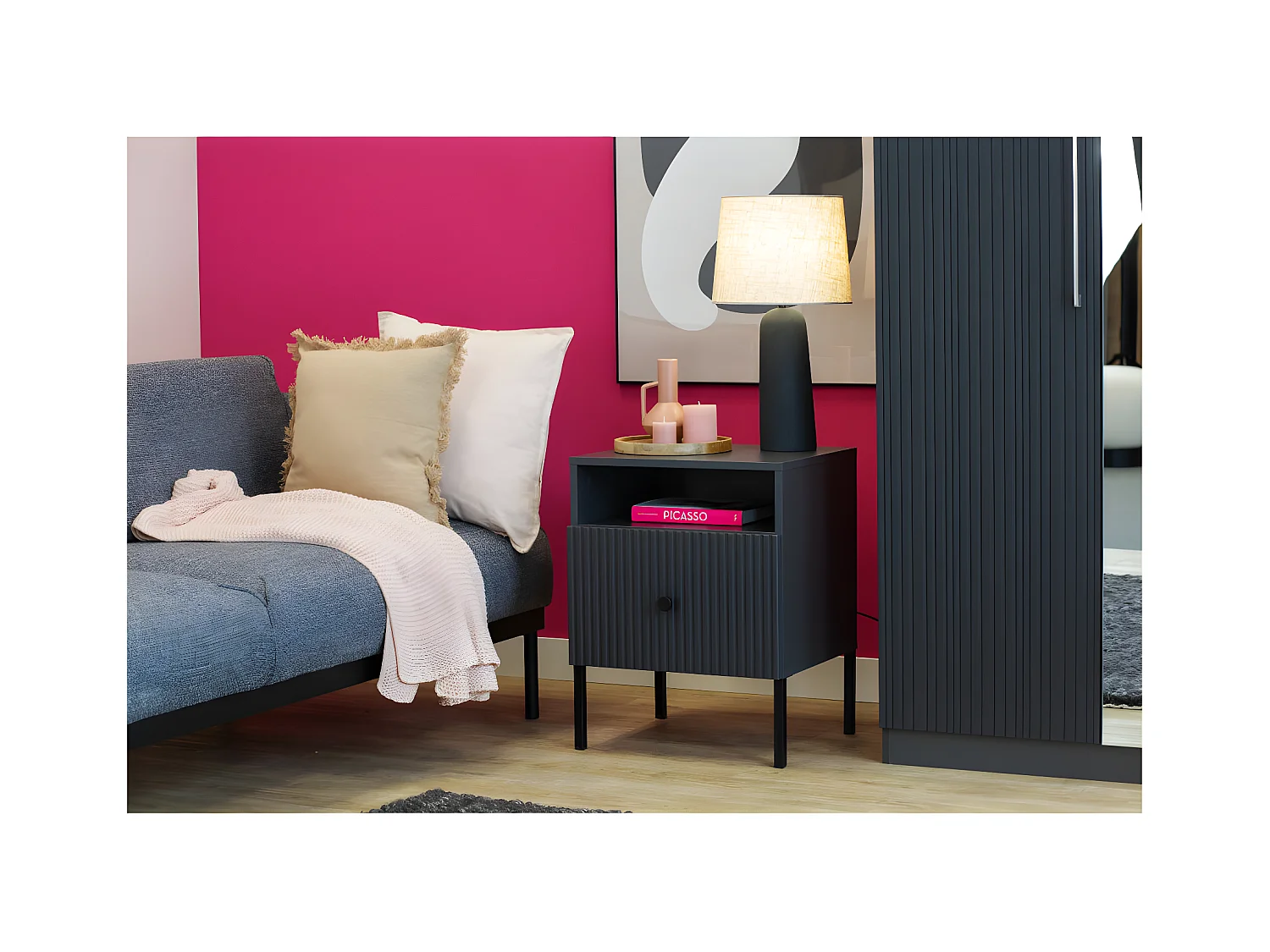 Table de chevet VIENA 1 Tiroir Gris