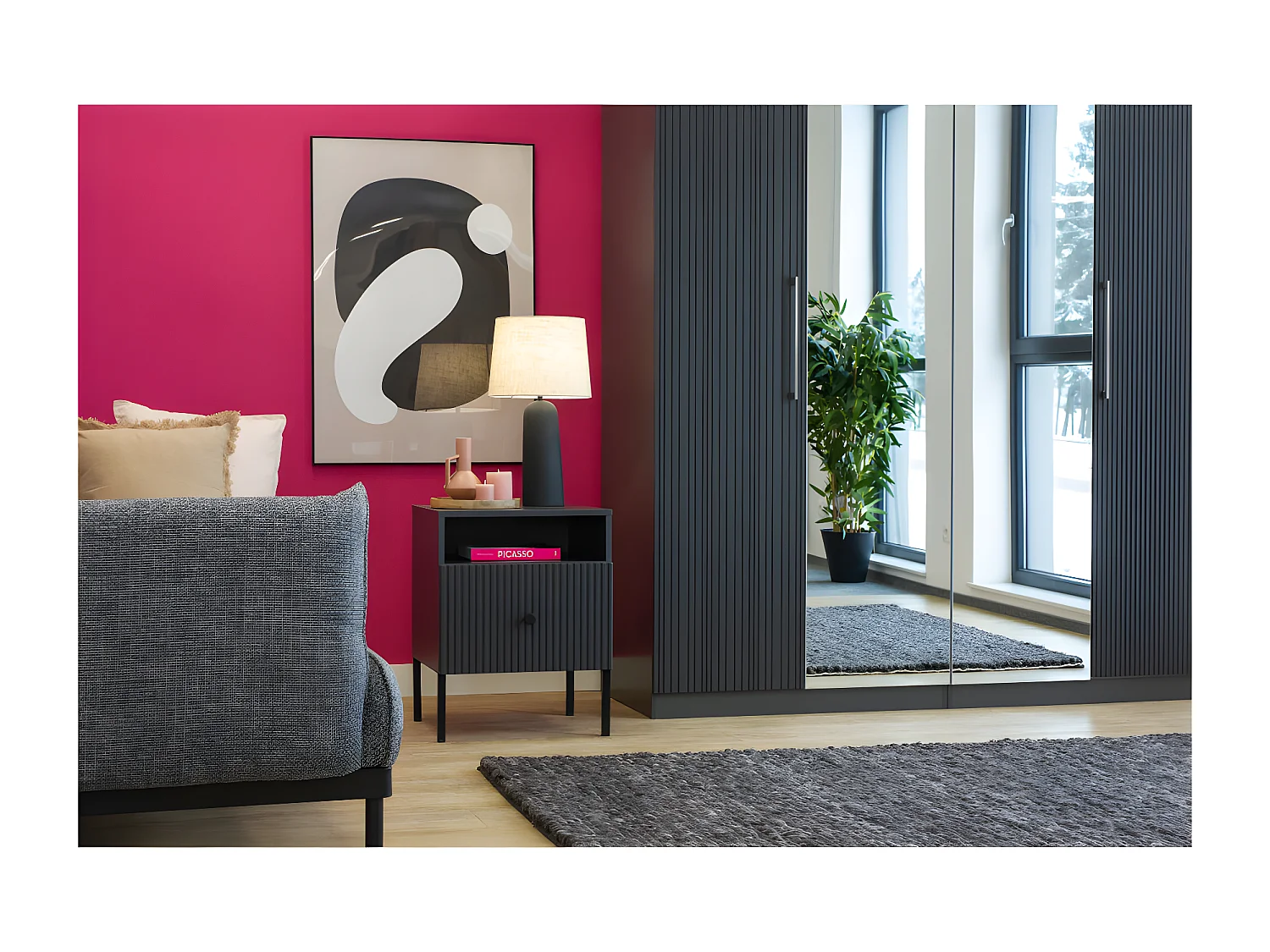 Table de chevet VIENA 1 Tiroir Gris