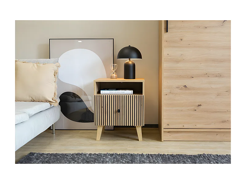Table de chevet BERLIN 1 Tiroir 1 Niche Chêne