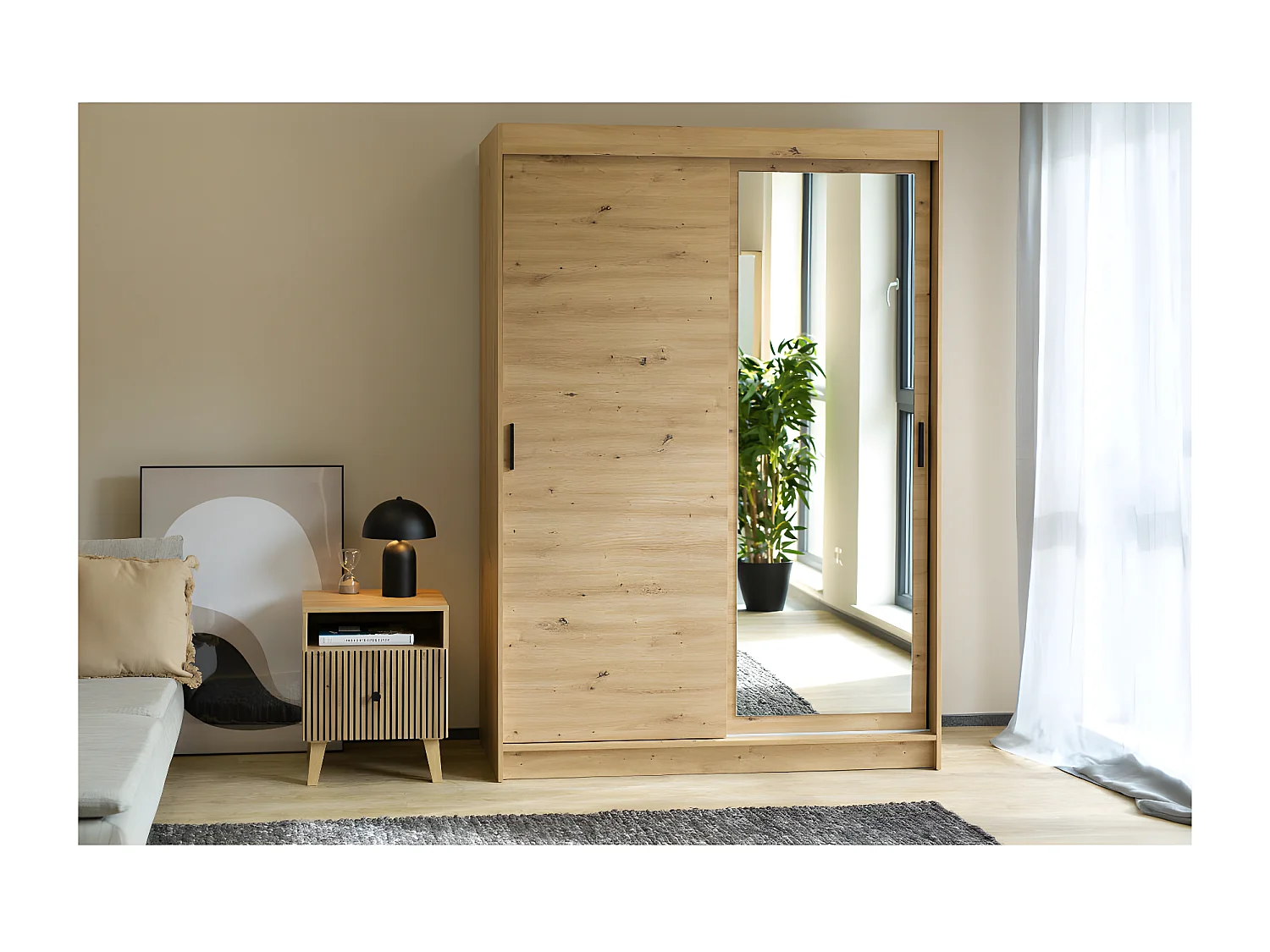 Table de chevet BERLIN 1 Tiroir 1 Niche Chêne