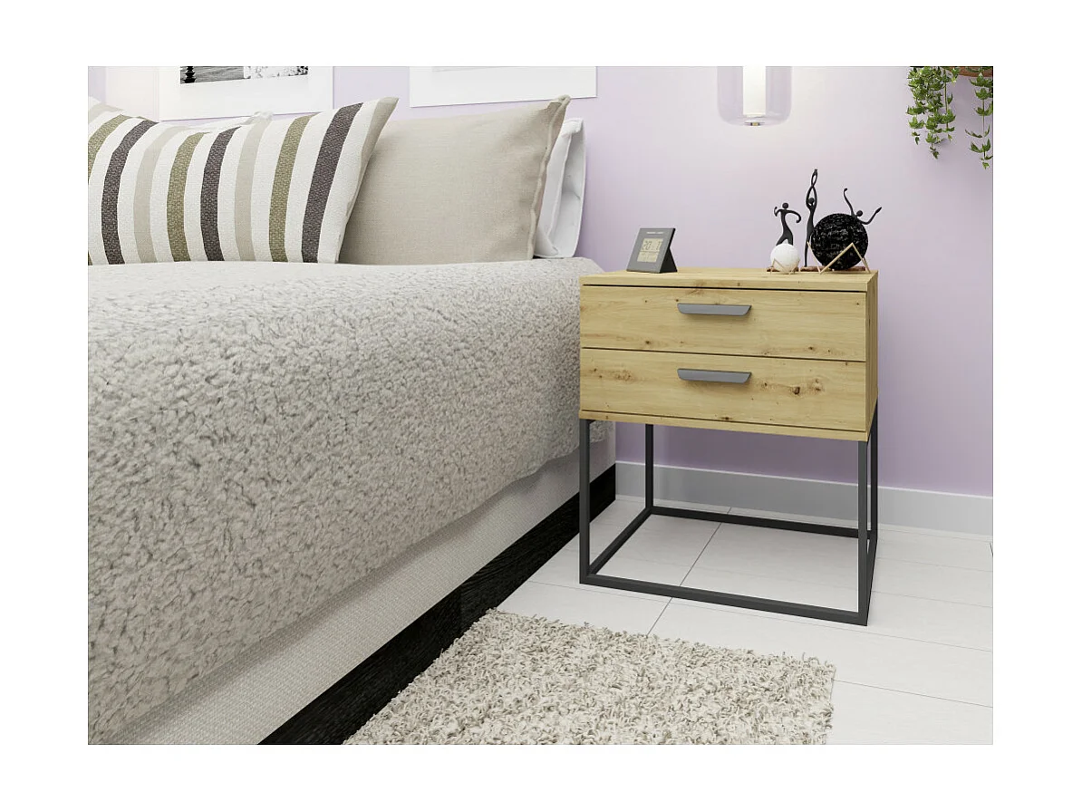 Table de chevet CADRO 6 - 2 Tiroirs Chêne