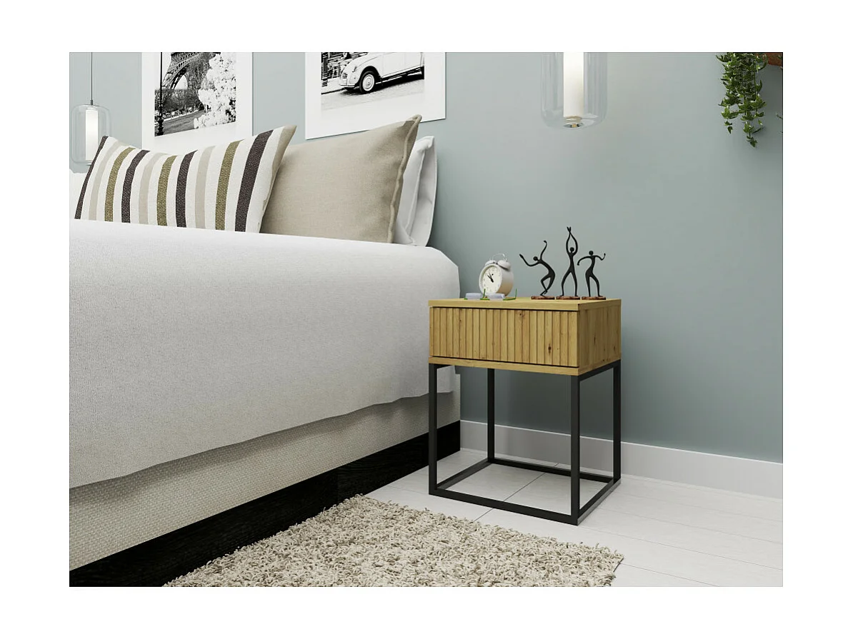 Table de chevet CADRO 1 - 1 Tiroir Chêne