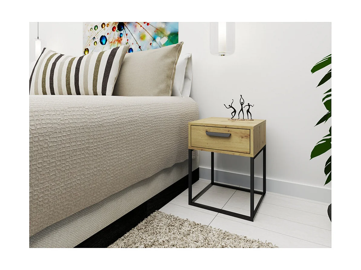 Table de chevet CADRO 3 -1 Tiroir Chêne