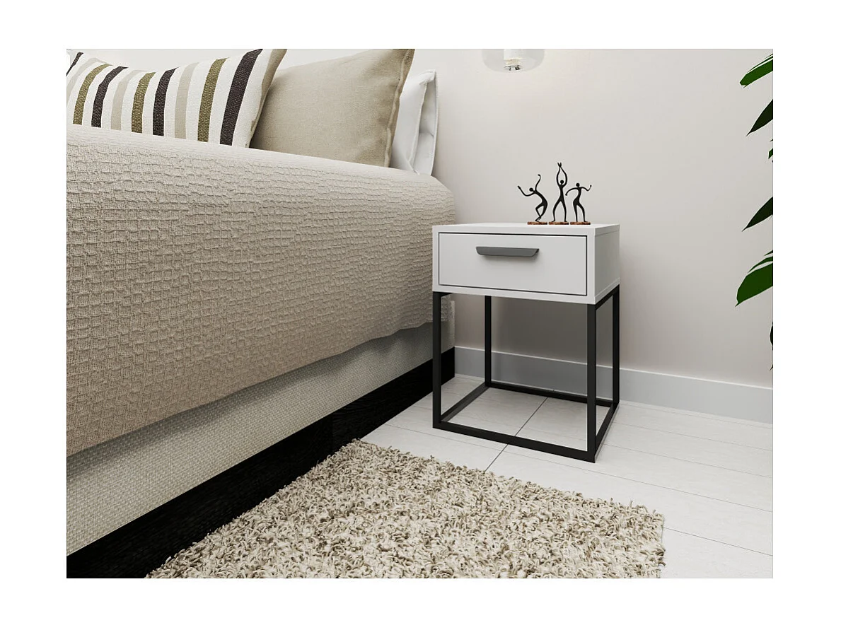 Table de chevet CADRO 3 -1 Tiroir Blanc