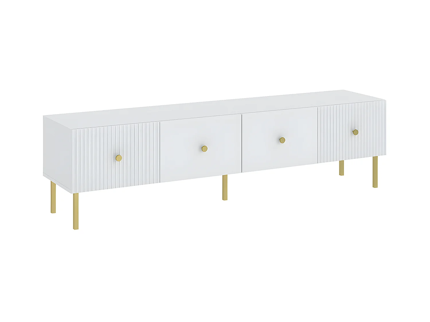 MEUBLE TV VIENA - 180 CM - 2 portes Blanc - Doré