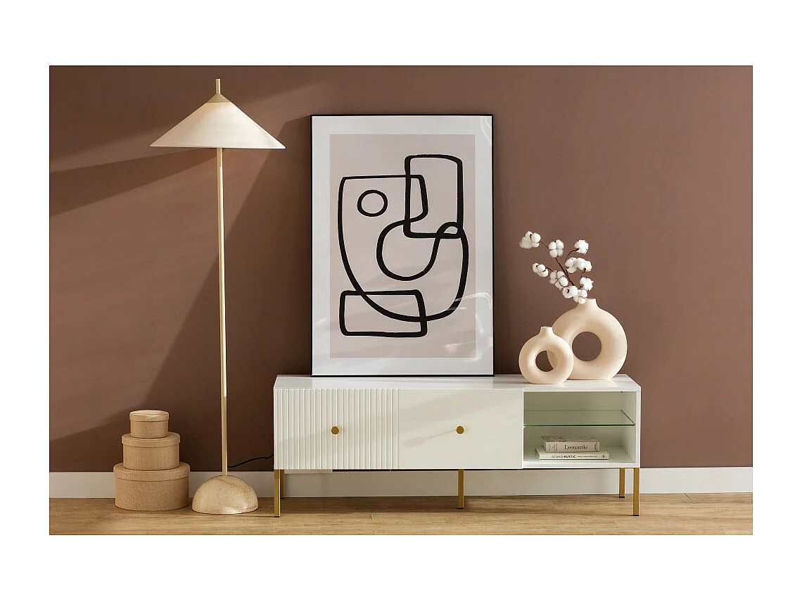 MEUBLE TV VIENA - 135 CM Blanc - Doré