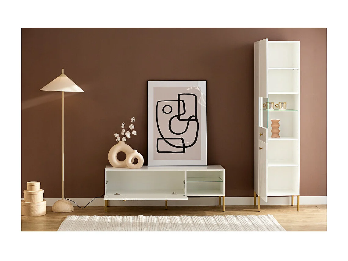 MEUBLE TV VIENA - 135 CM Blanc - Doré