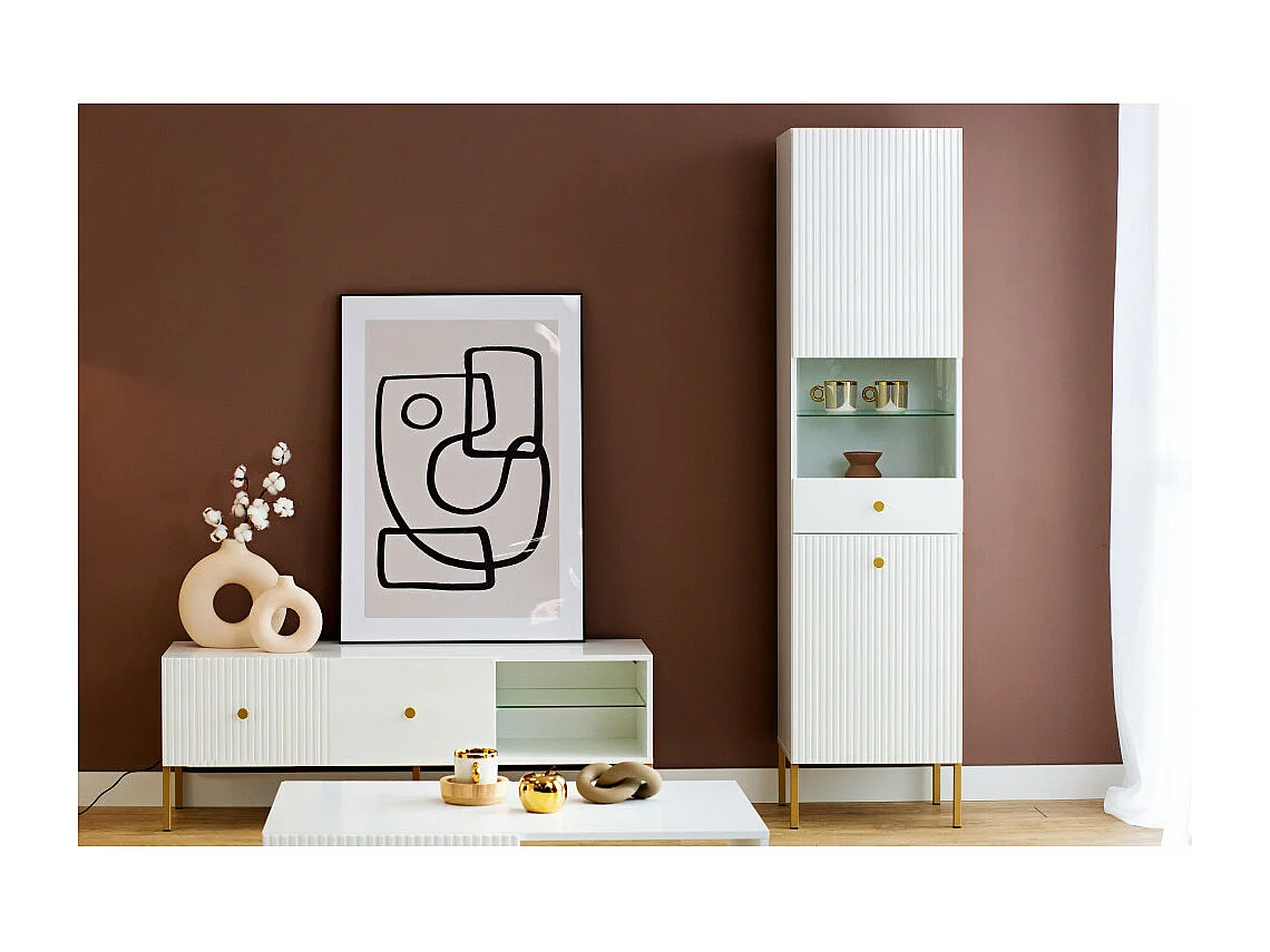 MEUBLE TV VIENA - 135 CM Blanc - Doré