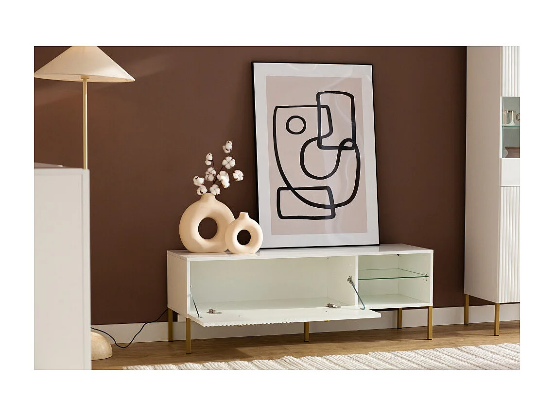 MEUBLE TV VIENA - 135 CM Blanc - Doré