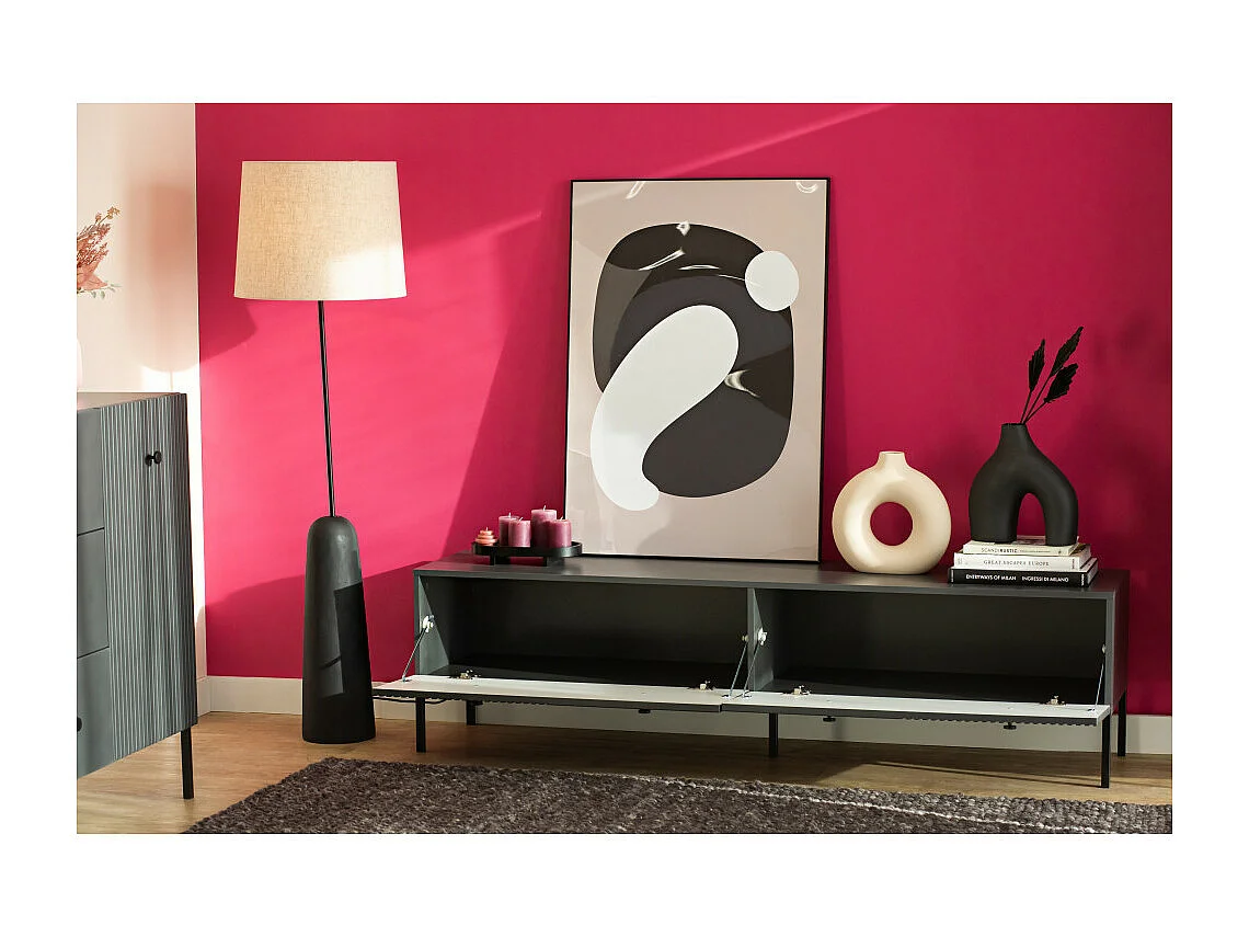 MEUBLE TV VIENA - 180 CM - 2 portes Gris