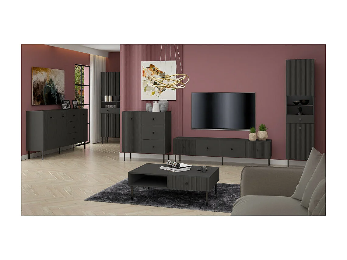 MEUBLE TV VIENA - 180 CM - 2 portes Gris