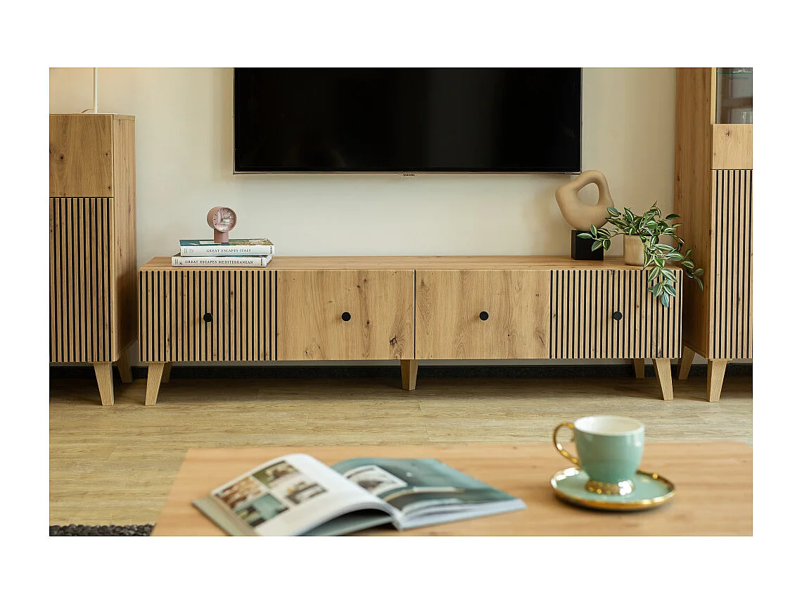 MEUBLE TV BERLIN 180 CM - 2 Portes Chêne