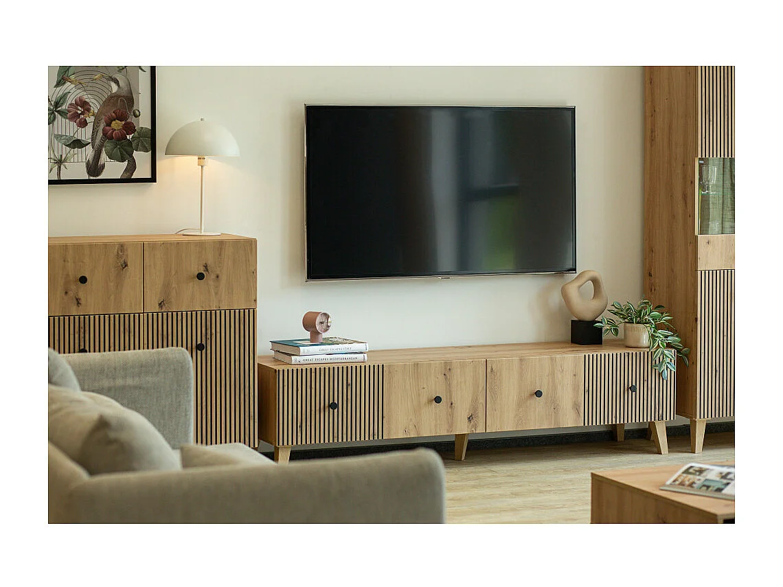 MEUBLE TV BERLIN 180 CM - 2 Portes Chêne