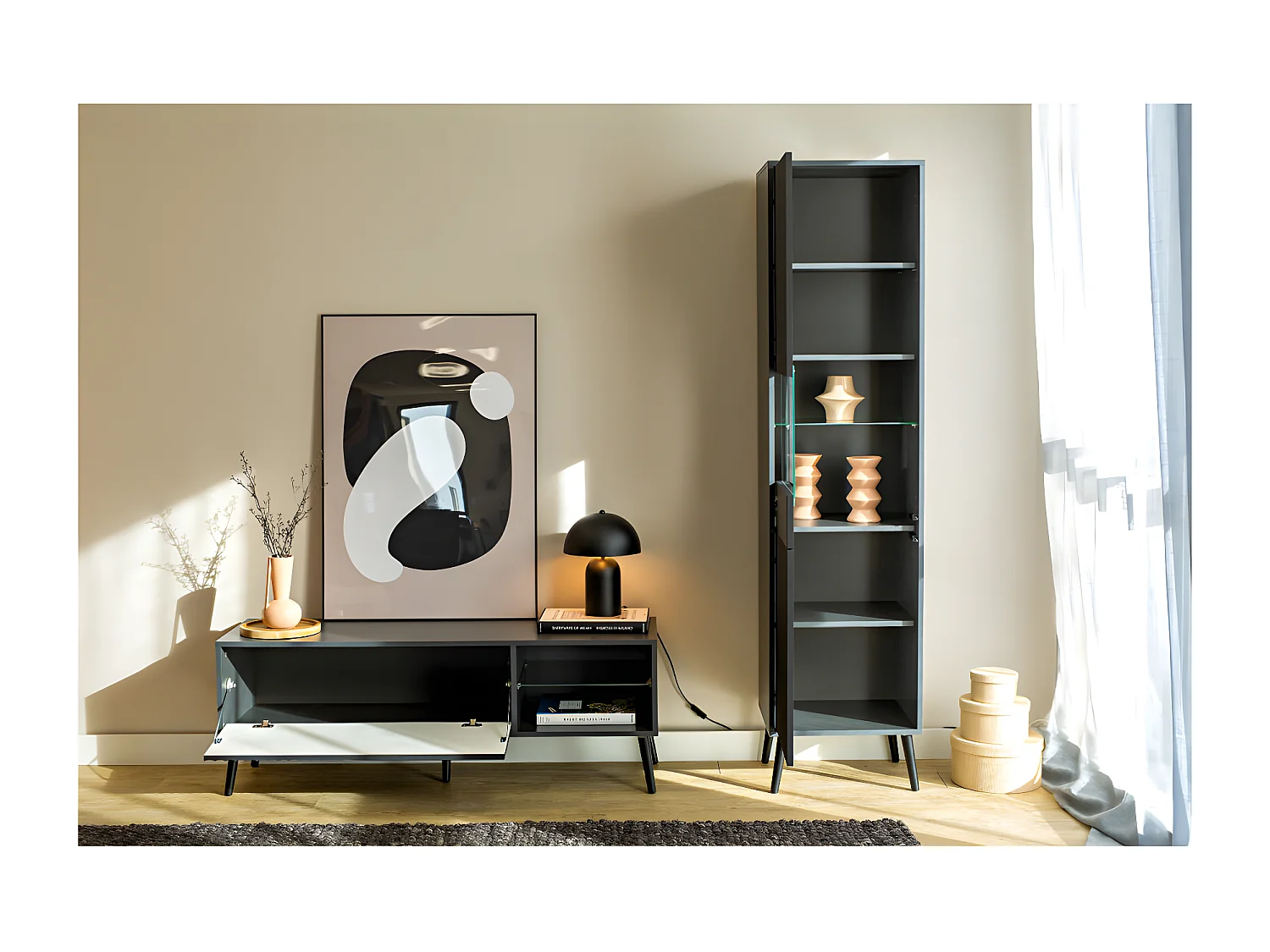 Meuble TV Barcelona - 135 cm Gris