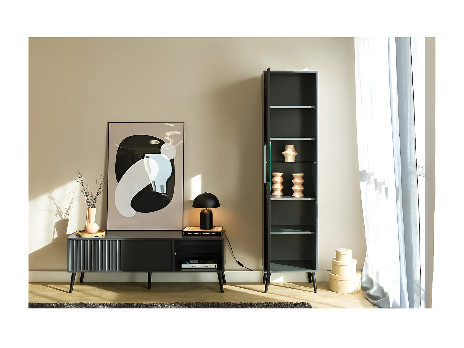 Meuble TV Barcelona - 135 cm Gris