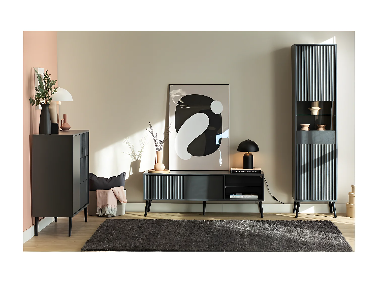 Meuble TV Barcelona - 135 cm Gris