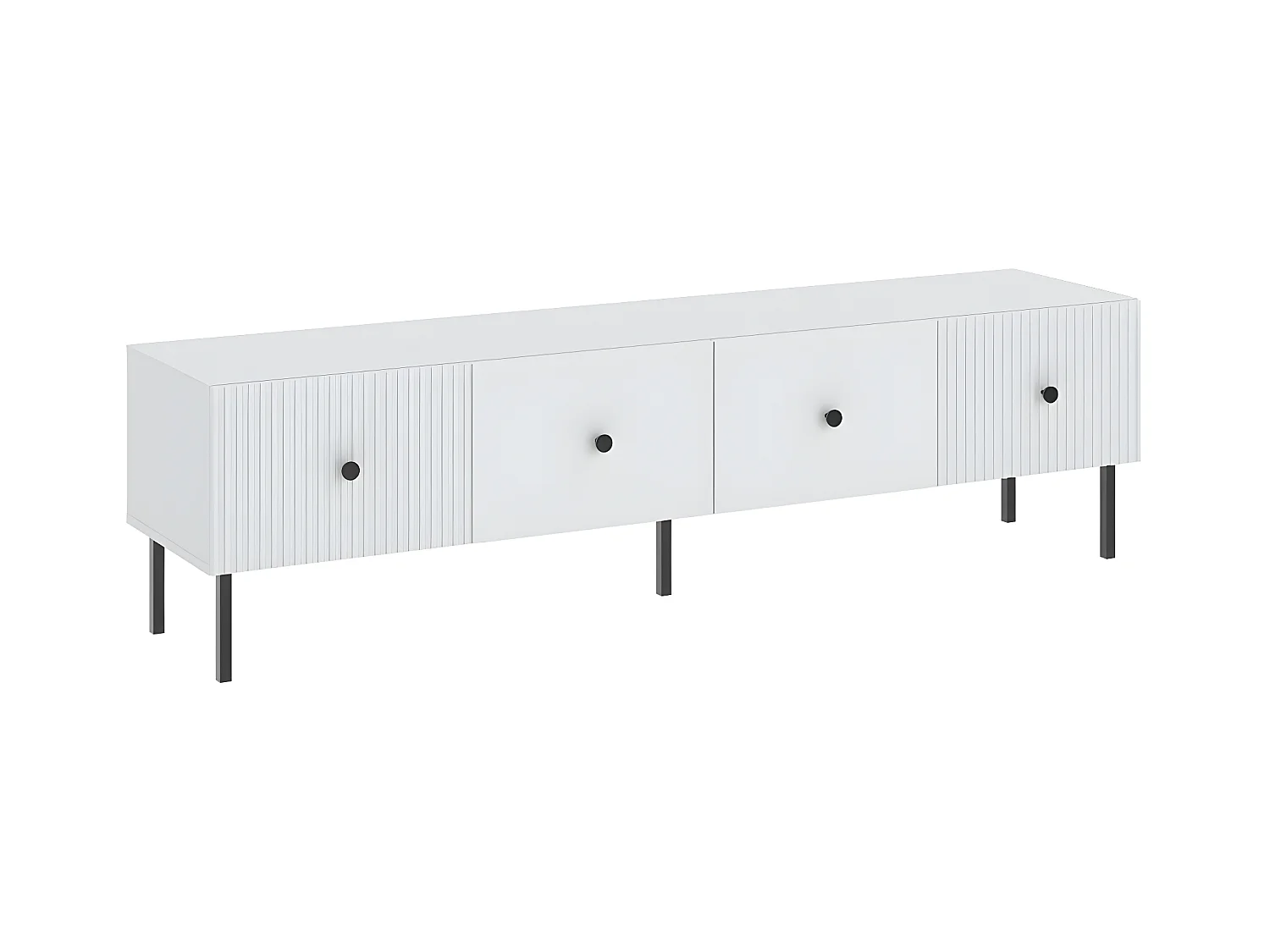 MEUBLE TV VIENA - 180 CM - 2 portes Blanc - Noir