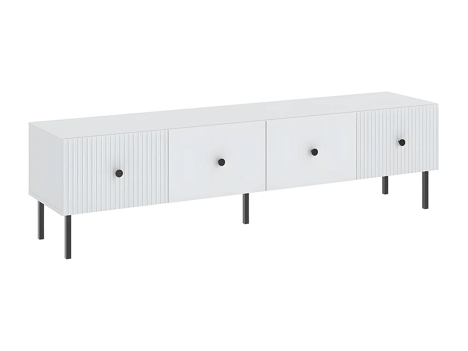 MEUBLE TV VIENA - 180 CM - 2 portes Blanc - Noir
