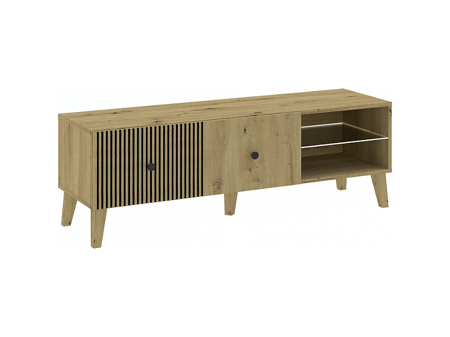 Meuble TV BERLIN 135 cm 1 Porte - 1 Niche Chêne