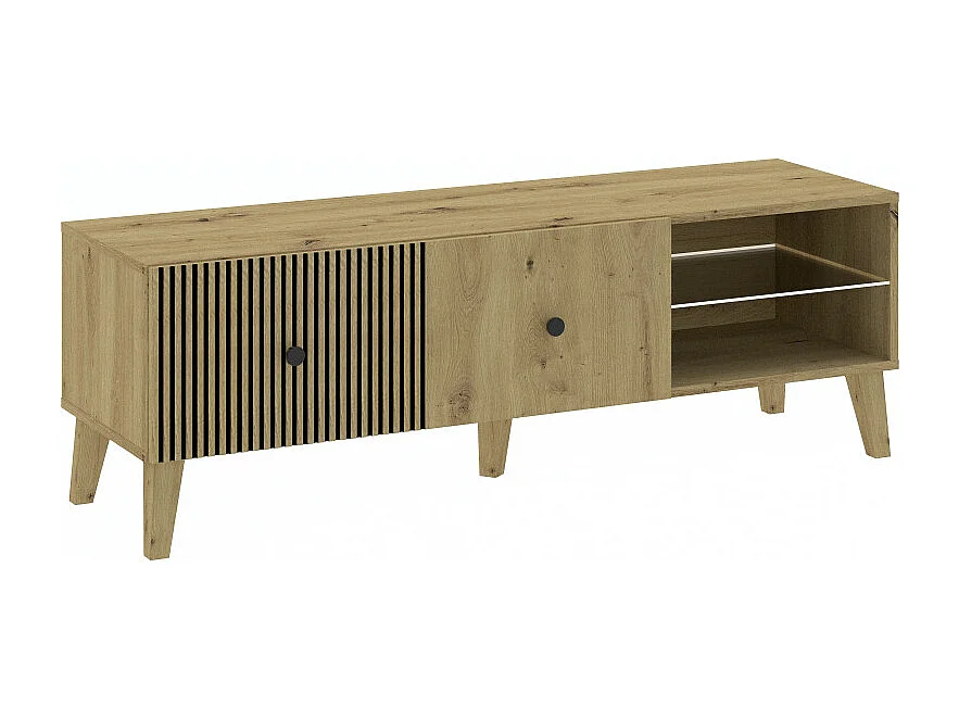Meuble TV BERLIN 135 cm 1 Porte - 1 Niche Chêne